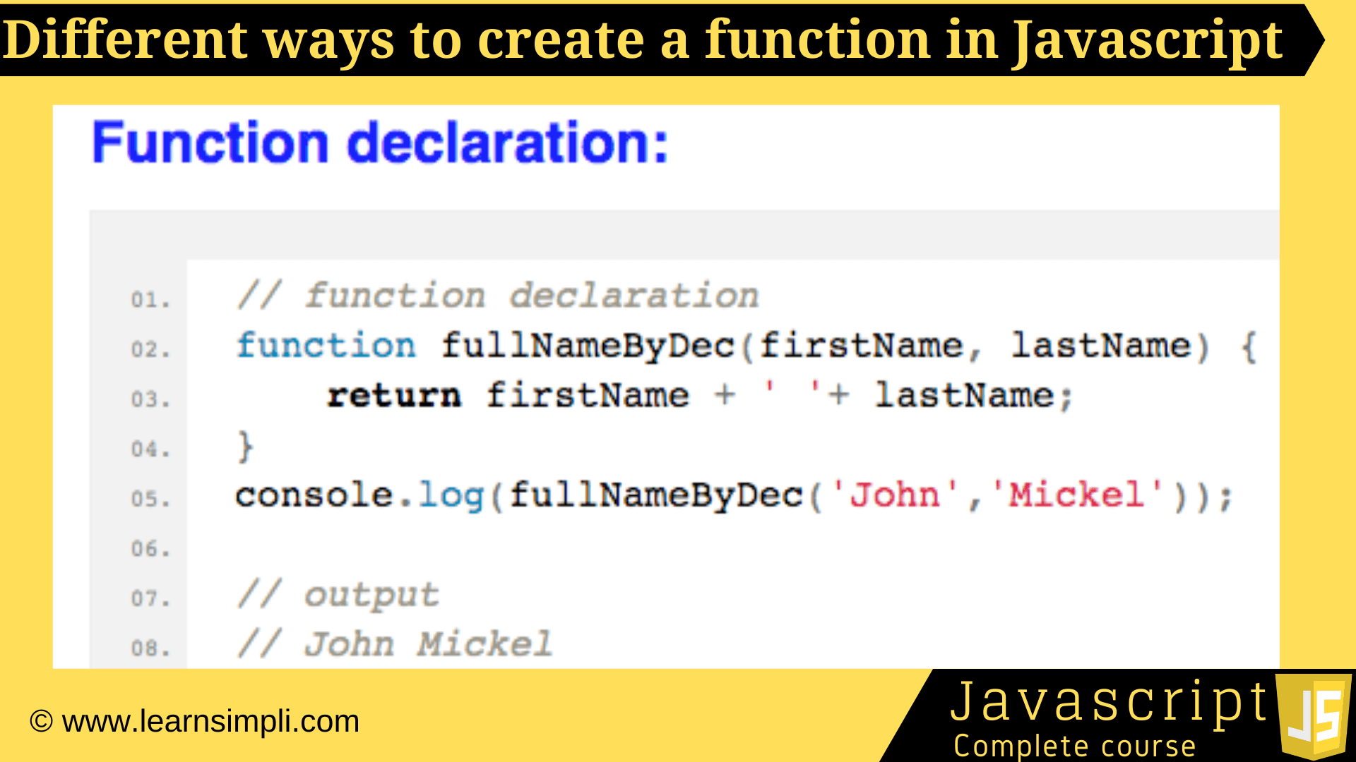 Different ways to create a function in javascript
