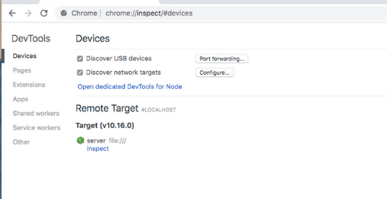 Chrome inspect in npm