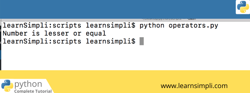 Comparison operators in python code snippet