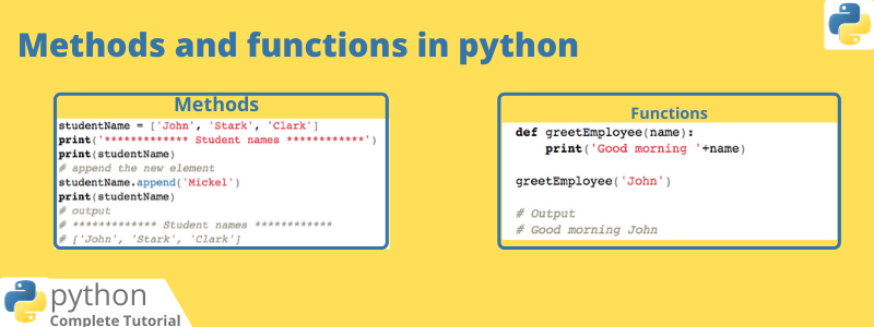 Methods and functions in python